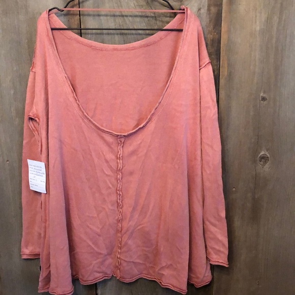 Free People We The Free Pink Low Back Oversized Lightweight Sweatshirt XS - Picture 3 of 10